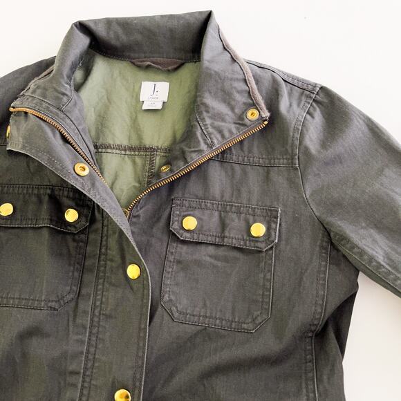 J.Crew Factory XS Resin Coated Twill Utility Jacket Cotton Green - Picture 9 of 11